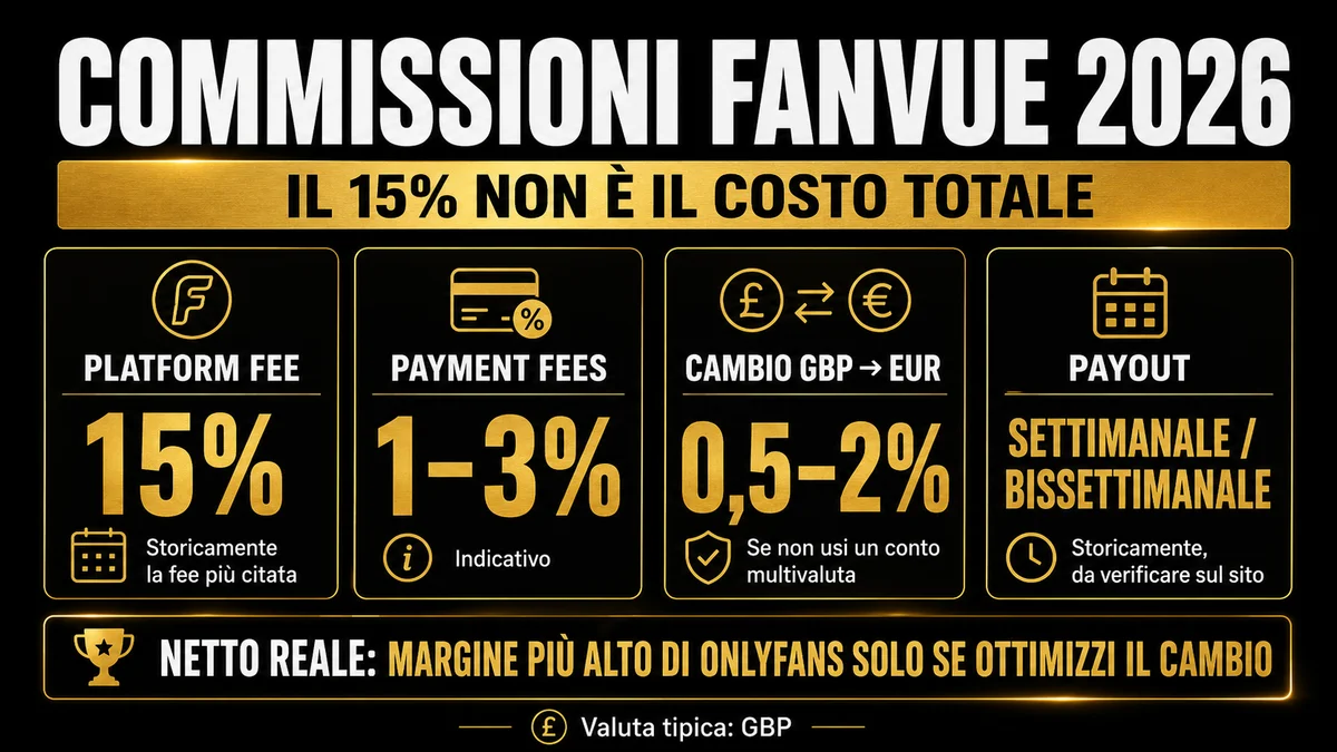 Fanvue è sicuro? Costi, pagamenti e rischi reali per creator italiane (2026)
