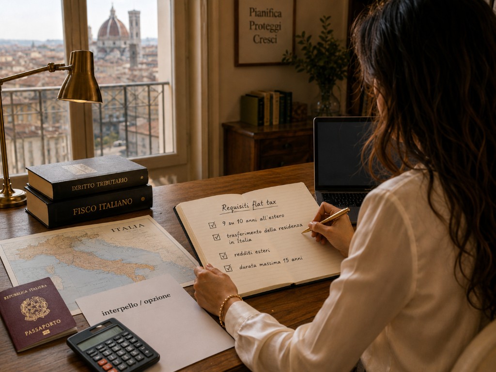 Requisiti flat tax art. 24-bis: 9 su 10 anni all'estero, trasferimento residenza in Italia e opzione con interpello.